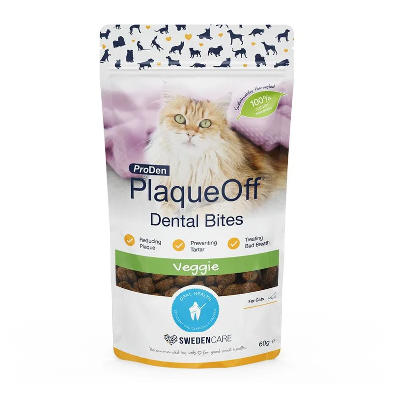 PlaqueOff Dental Bites -makupalapussi, jossa kissan kuva